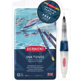   Derwent Inktense akvarell ceruzakészlet - 12 db, vizes ecsettel