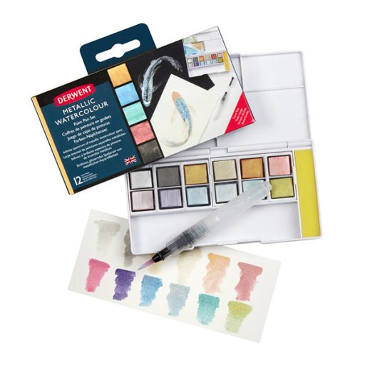 Derwent Metallic akvarellfesték készlet, 12 db