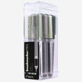   Karin Brushmarker PRO ecsetfilc 12 db-os készlet - Szürke árnyalatok