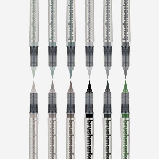 Karin Brushmarker PRO ecsetfilc 12 db-os készlet - Szürke árnyalatok