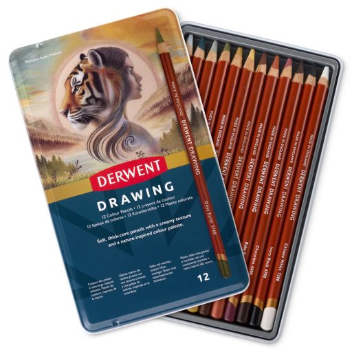 Derwent Drawing 12 db-os színes ceruza készlet fémdobozban