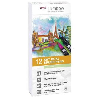   Tombow ABT Dual Brush Pen - Kéthegyű marker filctoll, 12 db pasztell szín