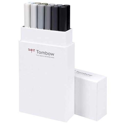 Tombow ABT Dual Brush Pen- Kéthegyű marker filctoll, 12db, szürke árnyalatok