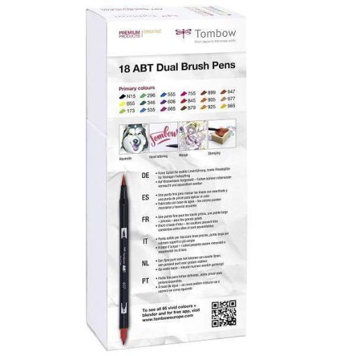 Tombow ABT Dual Brush Pen - Kéthegyű marker filctoll, 18 db alapszín