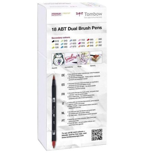 Tombow ABT Dual Brush Pen- Kéthegyű marker filctoll 18 db másodlagos szín