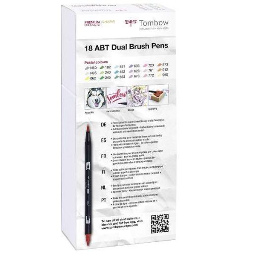 Tombow ABT Dual Brush Pen - Kéthegyű marker filctoll 18 db pasztell szín