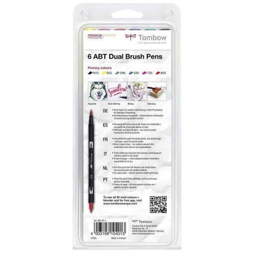 Tombow ABT Dual Brush Pen- Kéthegyű marker filctoll 6db alapszín