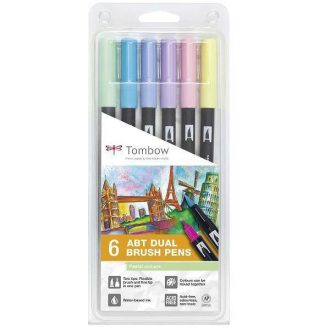   Tombow ABT Dual Brush Pen- Kéthegyű marker filctoll 6db pasztell szín