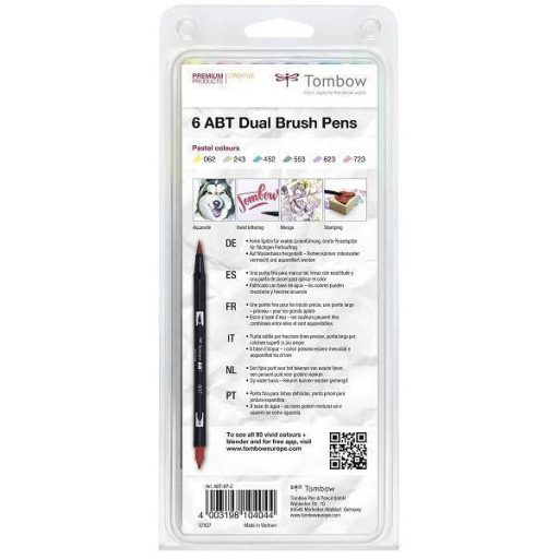 Tombow ABT Dual Brush Pen- Kéthegyű marker filctoll 6db pasztell szín