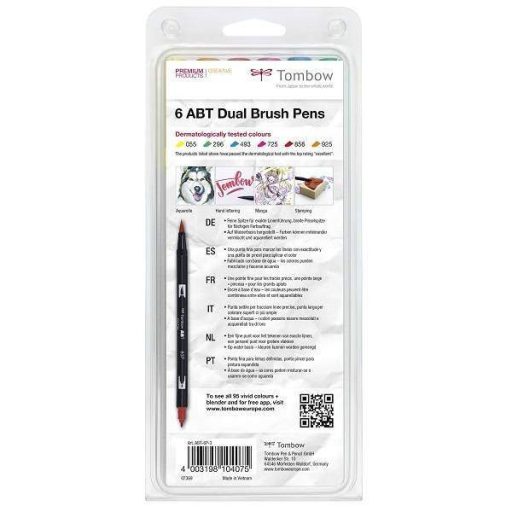 Tombow ABT Dual Brush Pen- Kéthegyű marker filctoll 6 db bőrgyógyászatilag tesztelt szín