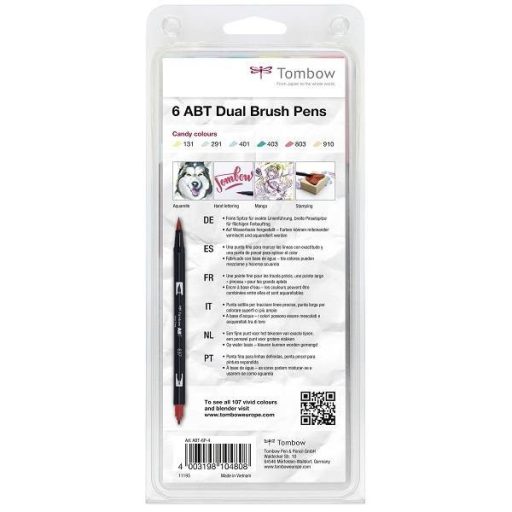 Tombow ABT Dual Brush Pen- Kéthegyű marker filctoll 6 db - Candy Colours
