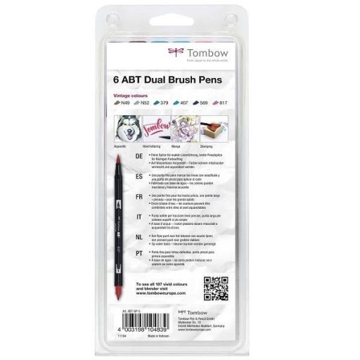 Tombow ABT Dual Brush Pen- Kéthegyű marker filctoll 6 db - Vintage Colours