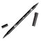 Tombow ABT Dual Brush Pen - Kéthegyű filctoll, színenként, N25 - Lamp Black