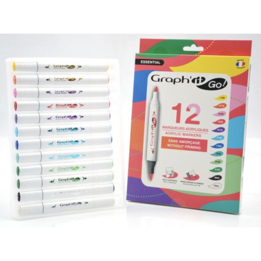 GRAPH'IT GO kétvégű akrilfilc készlet - 12 db-os, alapszínek