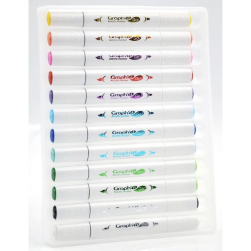 GRAPH'IT GO kétvégű akrilfilc készlet - 12 db-os, alapszínek