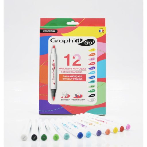GRAPH'IT GO kétvégű akrilfilc készlet - 12 db-os, alapszínek