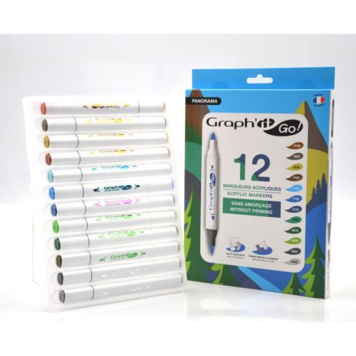 GRAPH'IT GO kétvégű akrilfilc készlet - 12 db-os, tájkép színek