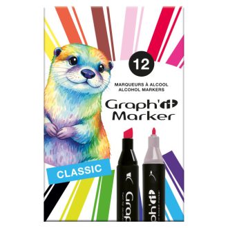   GRAPH'IT kétvégű alkoholos marker, 12 db-os készlet - Klasszikus színek