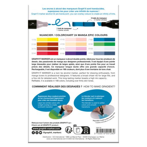 GRAPH'IT kétvégű alkoholos marker, 12 db-os készlet - Manga