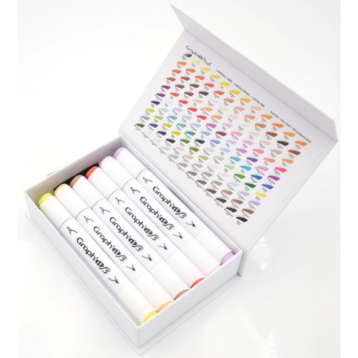 GRAPH'IT Brush kétvégű alkoholos marker, 12 db-os készlet - Alapszínek