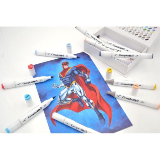 GRAPH'IT Brush kétvégű alkoholos marker, 12 db-os készlet - Képregény
