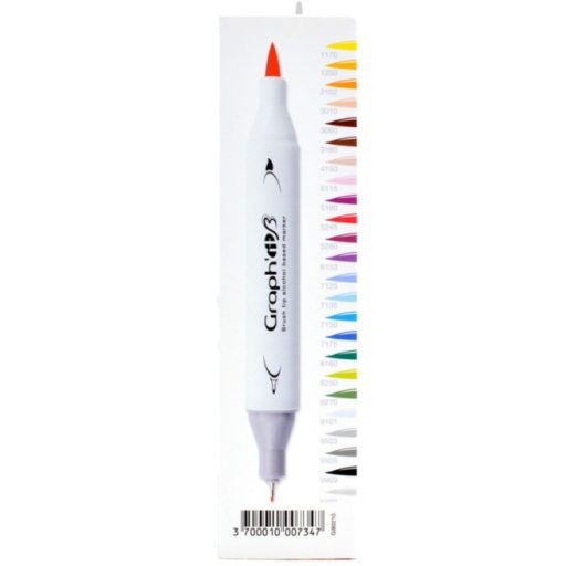 GRAPH'IT Brush kétvégű alkoholos marker, 24 db-os készlet - Alapszínek