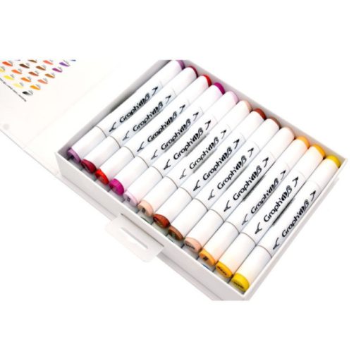 GRAPH'IT Brush kétvégű alkoholos marker, 24 db-os készlet - Alapszínek