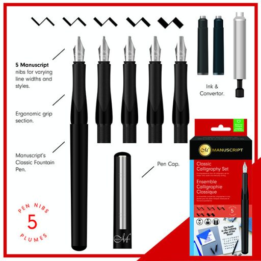Manuscript klasszikus kalligráfia töltőtoll készlet 5db-os