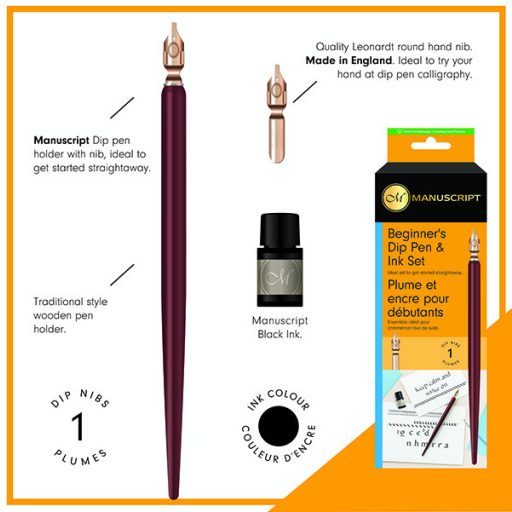Manuscript kalligráfia kezdő készlet tintával - fekete