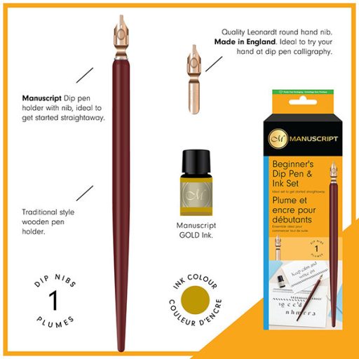 Manuscript kalligráfia kezdő készlet tintával - arany