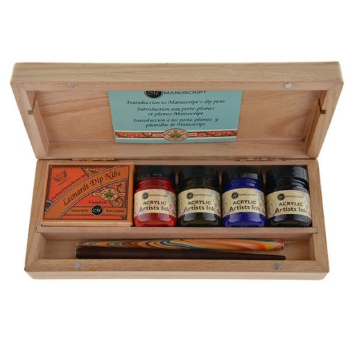 Manuscript kalligráfia művészkészlet, fadobozos