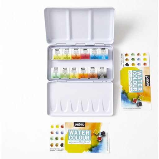 Pébéo Fine akvarellfesték fémdobozban - 12 db