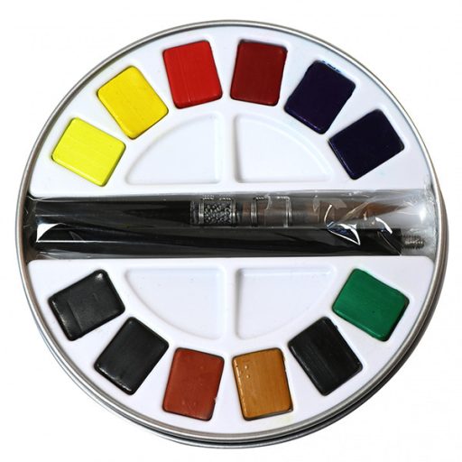 Pébéo Fine akvarellfesték, kerek fémdobozban - 12 db