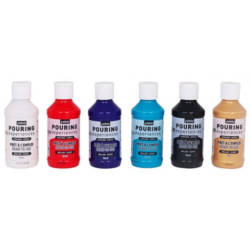 Pébéo Pouring folyékony akrilfesték készlet - 6 x 118 ml