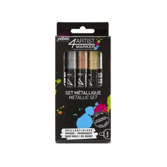   Pébéo 4artist olajbázisú marker, 4 mm - 5 db, metál színek