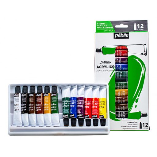Pébéo Studio akrilfesték, 12 ml - 12 darabos készlet