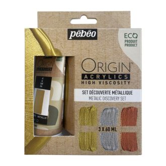   Pébéo Origin akrilfesték készlet - 3 x 60 ml, metál színek