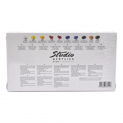 Pébéo Studio akrilfesték, 20 ml - 10 darabos készlet, ecsettel