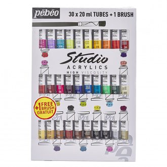   Pébéo Studio akrilfesték, 20 ml - 30 darabos készlet, ecsettel