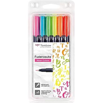 Tombow Fudenosuke ecsetfilc készlet - 6 db, neon színek