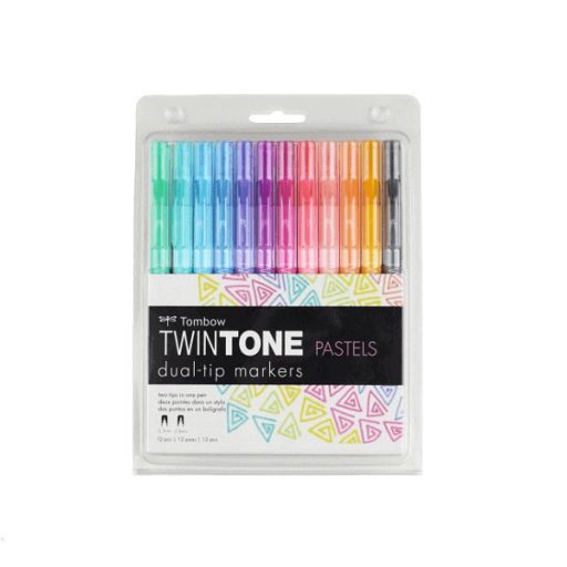 Tombow TwinTone kéthegyű marker 12 db-os készlet, élénk színek